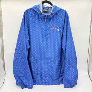 Holloway New England Patriots Windbreaker Mens 2XL Blue QuarterZip Hooded Jacket